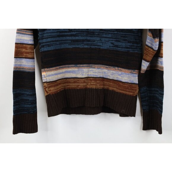 Vintage 70s Streetwear Womens XS Knit Fair Isle Crewneck Sweater Earth Tone - Picture 12 of 12